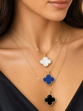 Luxury Clover Opal Necklace Designer Inspired Jewelry Gold-Plated 3 Tones